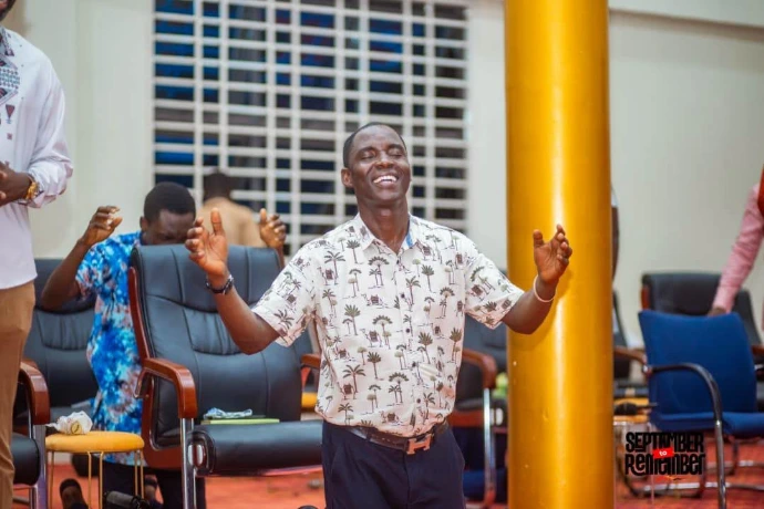 Church member praying