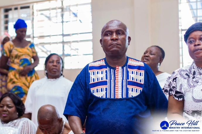 Church member praying