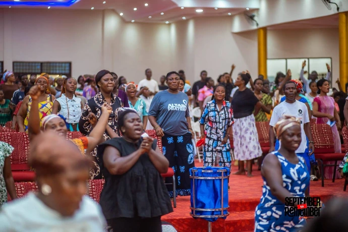 Church member praying