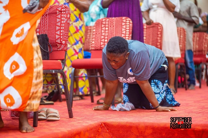 Church member praying