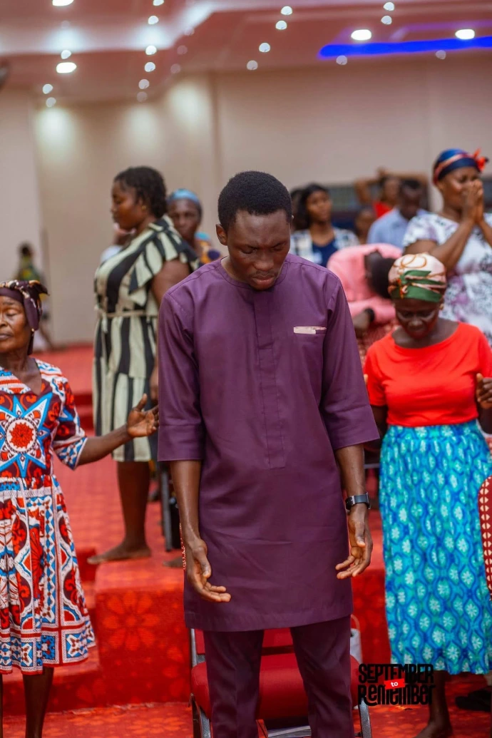 Church member praying
