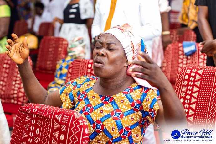 Church member praying